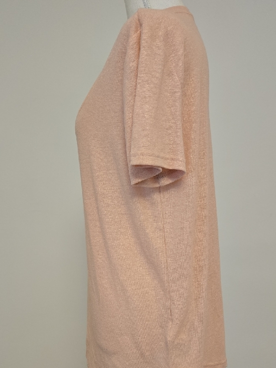 NWT- GAP Linen Blend  V-Neck T-Shirt Chaulk Pink Metallic - Picture 3 of 9